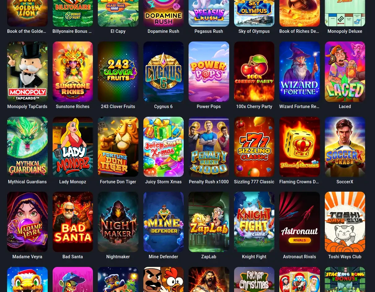Spin City mobile app interface showing casino games and bonus section